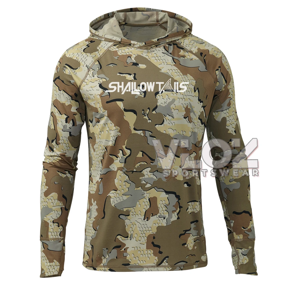 

Shallow Tails Fishing Hooded Shirts Outdoor Hunting Fishing Clothing UPF50 Sun Protection Angling Tops Breathable Fishing Wear
