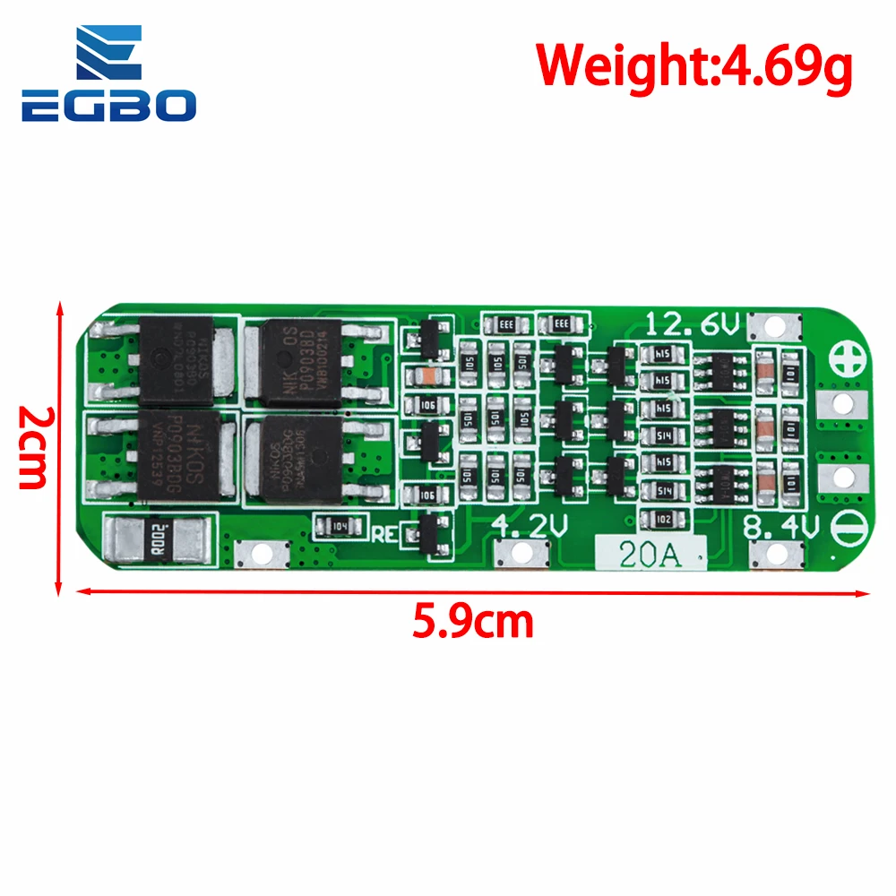 Battery Protection Board 1~40PCS EGBO 3S 20A Li-ion Lithium 18650 Charger PCB BMS For Drill Motor 12.6V Lipo Cell Module