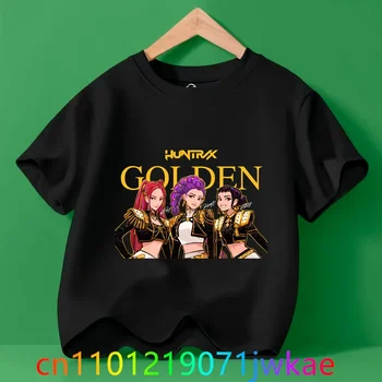 Hots Kids T-shirt KPop Demon Hunters Movie Round Neck Cartoon Girls Boys T Shirt Casual Baby Print Fashion Casual Girl Clothes 1