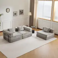 Компрессионный диван-кровать 3-в-1, серый диван из синели, двухместный диван, складной шезлонг с подушками, диван-диван для гостиной, гостя — изображение 3