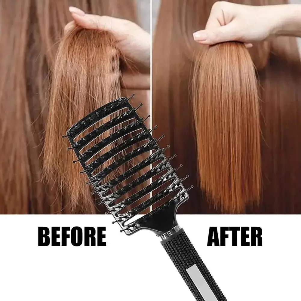 

Hair Brush Hair Comb Detangling Hair Brush Bristle&Nylon Hairdressing Curly Tools Comb Styling Women Salon Massage Wet B9B9