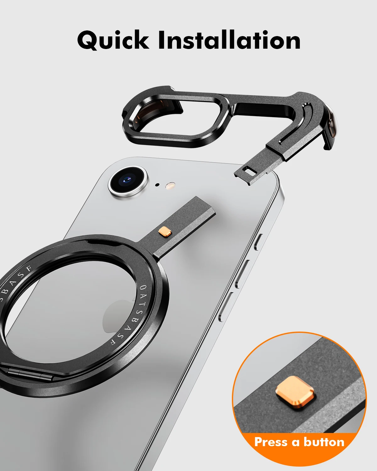 Eary Z Shape Phone Case For Iphone 16 E With 360 Rotating Adjustable Magnetic Ring Stand Frameless Shockproof Protector Shells