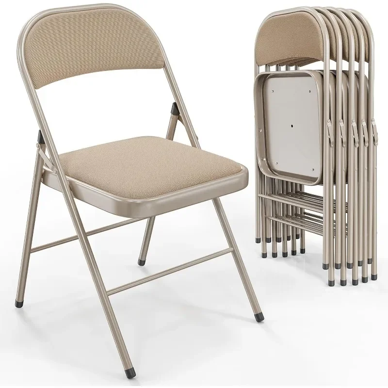 

PC Folding Chairs with Padded Seats, Metal Frame with Fabric Seat & Back, Capacity 350 Lbs, Khaki