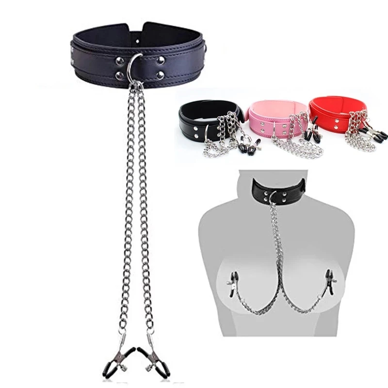 BONDAGE COLLIER SEXE BDSM PINCES TéTONS SEINS SM COLLAR NIPPLES CLAMP