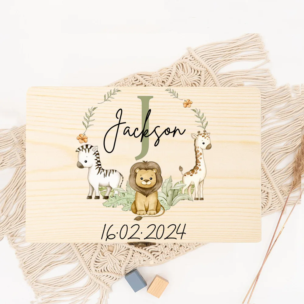 Personalized Baby Wooden Memory Box Newborn Birth Stats Keepsake Umbilical Cord Box Shower Gift
