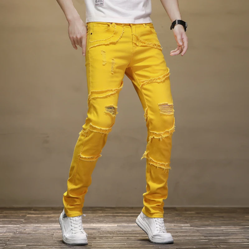 Biker Fashion Men's Vintage Jeans Retro Straight Denim Trousers For Male Slim Fit Pants Plus Size 29-38