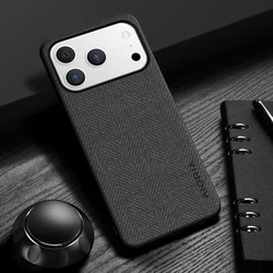 Elegant Leather Wood Grain Phone Case - Simple, Lightweight, and Durable Design - iPhone 16 (Black)