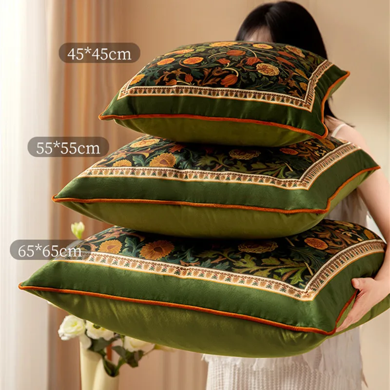 65x65cm Heavy Velvet Throw Pillow Cover Lumbar Printed Floral