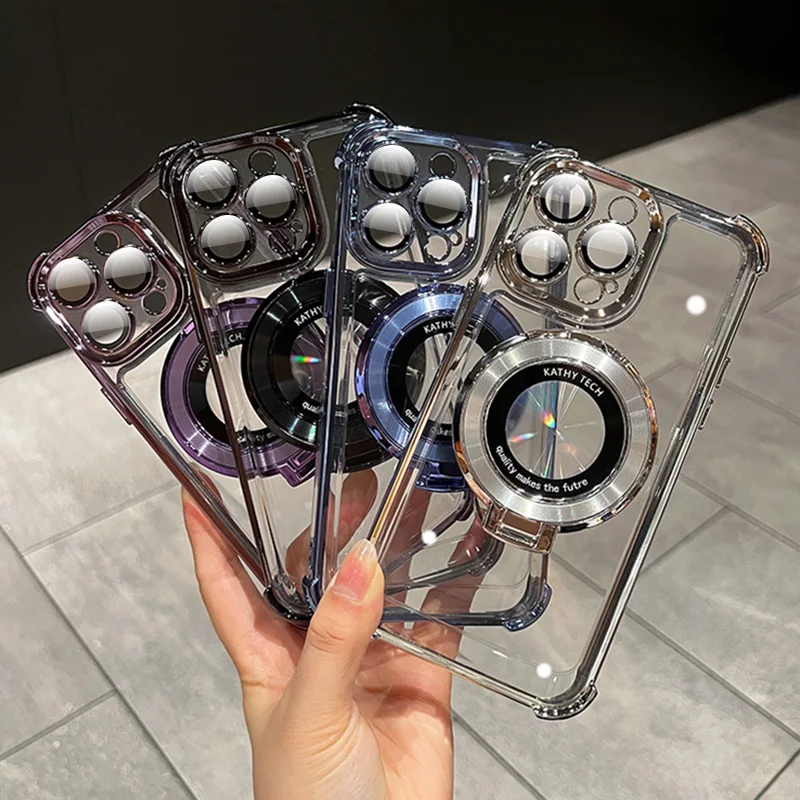 Luxury Plated Magnetic Wireless Charging Shockproof Clear Case