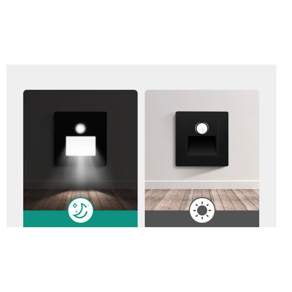 Gömülü LED gece lambası, koridor merdiven basamak lambası, ev tipi vücut algılamalı ayak lambası_voghion.com