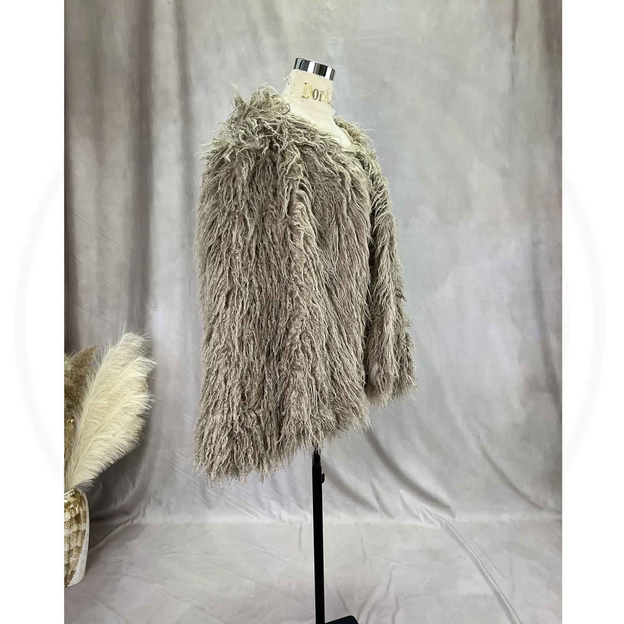 Don&Judy Cool Women Fur Coast Maternity Top for Autumn Winter Faux Fur Coat Loose Large Size Jacket Full Sleeve Photography Prop