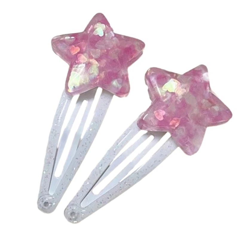 

MXMB 2x Jelly Star Y2K-Style Mini Sequins Pink Hairpin Sweet Handmade Pins Hairpin Accessories for Women Girls