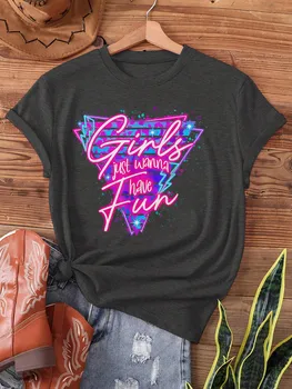 Girls Just Wanna Have Fun Women's Tee - Retro 80s Graphic, Casual Party Top 1