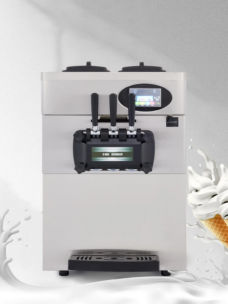 Description Picture 3 of item20-28L/H Soft Ice Cream Maker Commercial Countertop Tricolor 2+1 Flavors Sweet Cones Freezing Equipment Vending Machine