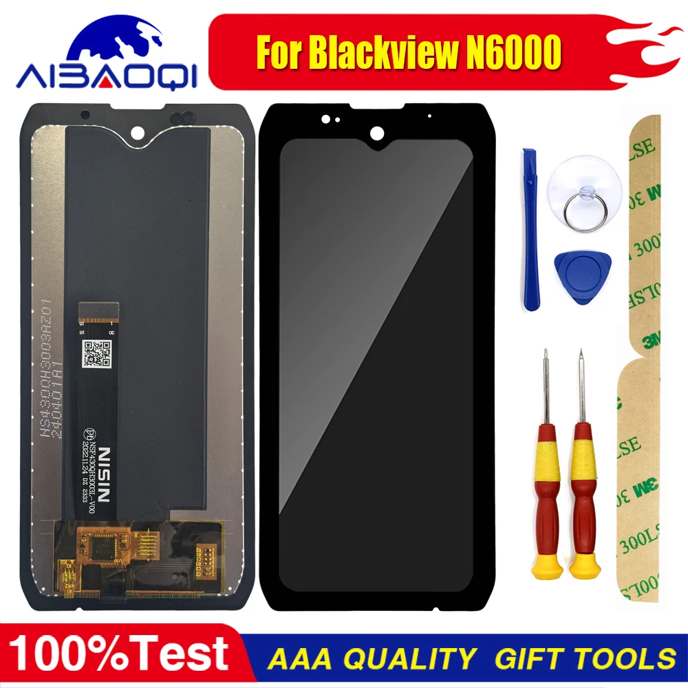 XUNQIYI 블랙뷰 N6000 LCD 디스플레이용 새 오리지널 터치 스크린 프레임 포함 완벽한 교체 부품 무료 도구