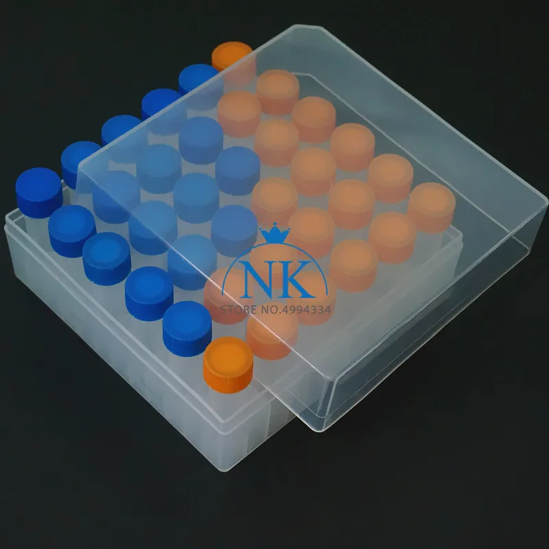 36 pieces plastic 5ml freezing tube + one piece 36 vents plastic Freezing tube storage box for experiment