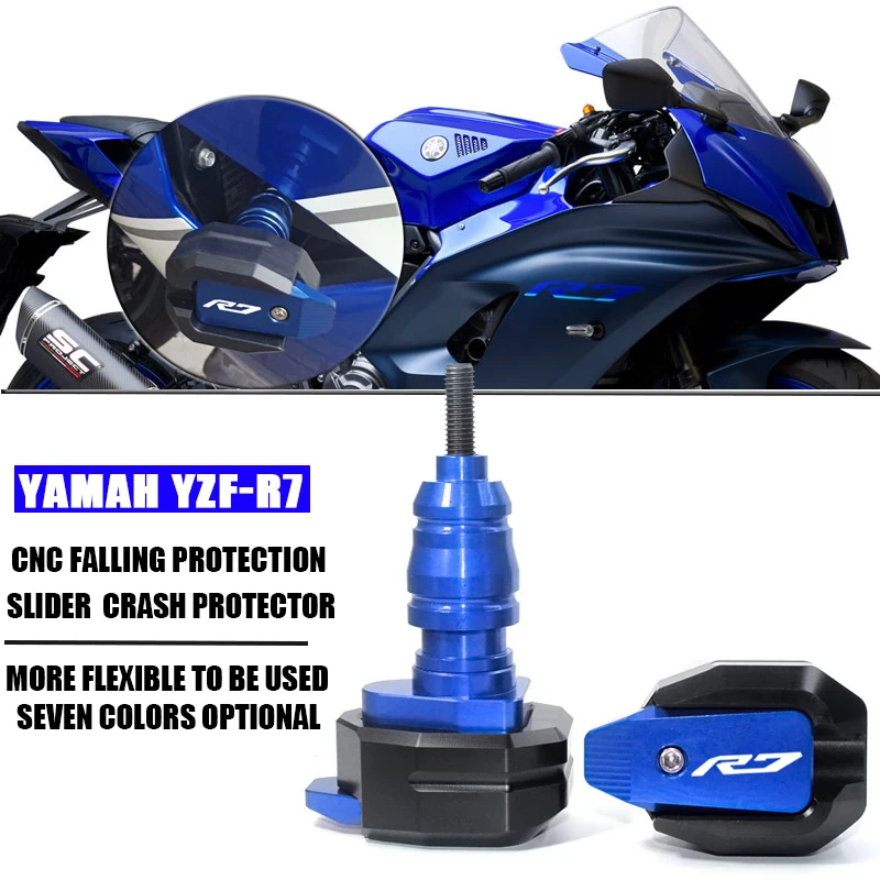 Modeer For Yamaha YZF R7 2021-2024 Motorcycle Frame Anti-collision Falling Protection Slider Crash Yzf R7 Yzfr7 R 7 Accessories Color Blue