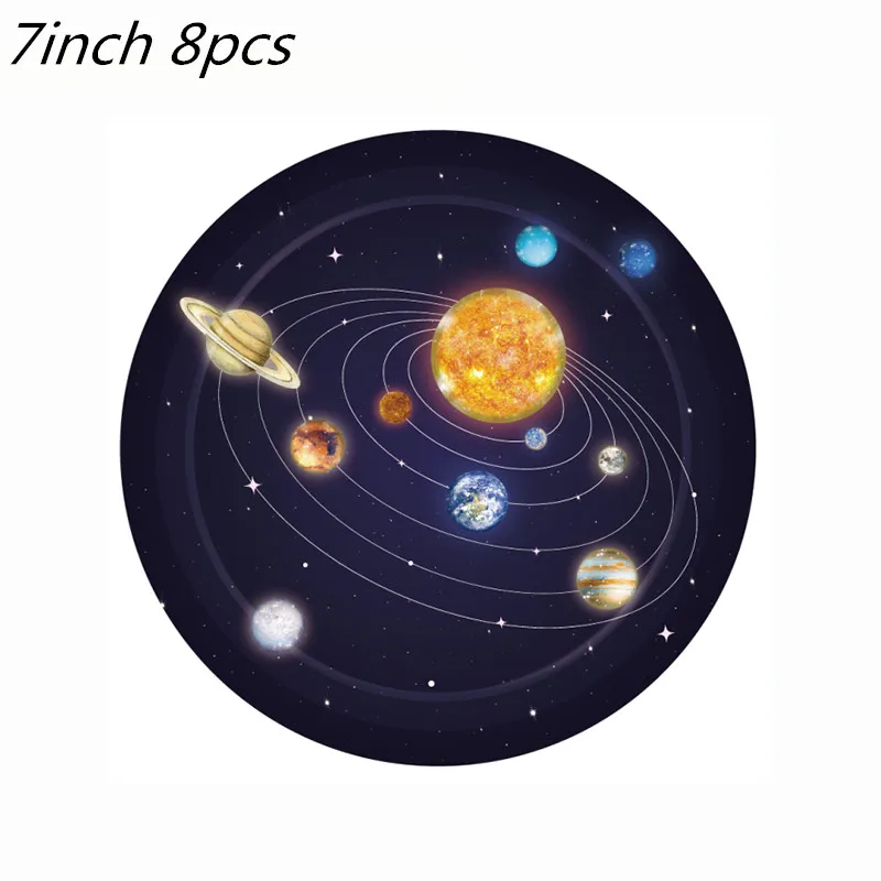 Description Picture 2 of itemAstronaut Solar Universe Space Theme Party Supplies Disposable Tableware Paper Cup Plates Napkins Kids Birthday Party Decoration