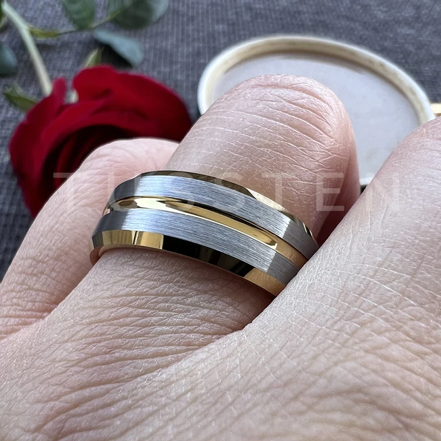 LUXUBANDS 6mm & 8mm Hammered Tungsten Rings For Men & Women - Wedding Bands