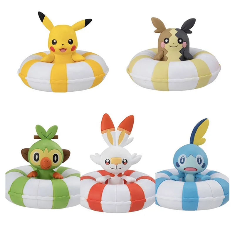 

Pokemon Pocket Monsters Float Swim Ring Gashapon Cute Kawaii Pikachu Scorbunny Capsule Toys Anime Figure Gifts