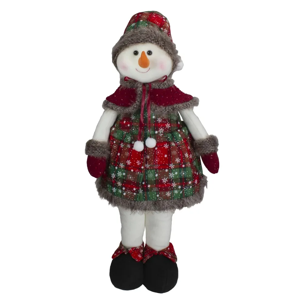 

Red and Green Jolly Plush Girl Snowman Christmas Figure Free Shipping Decorations Ornaments Decoration Event Party Festive Home