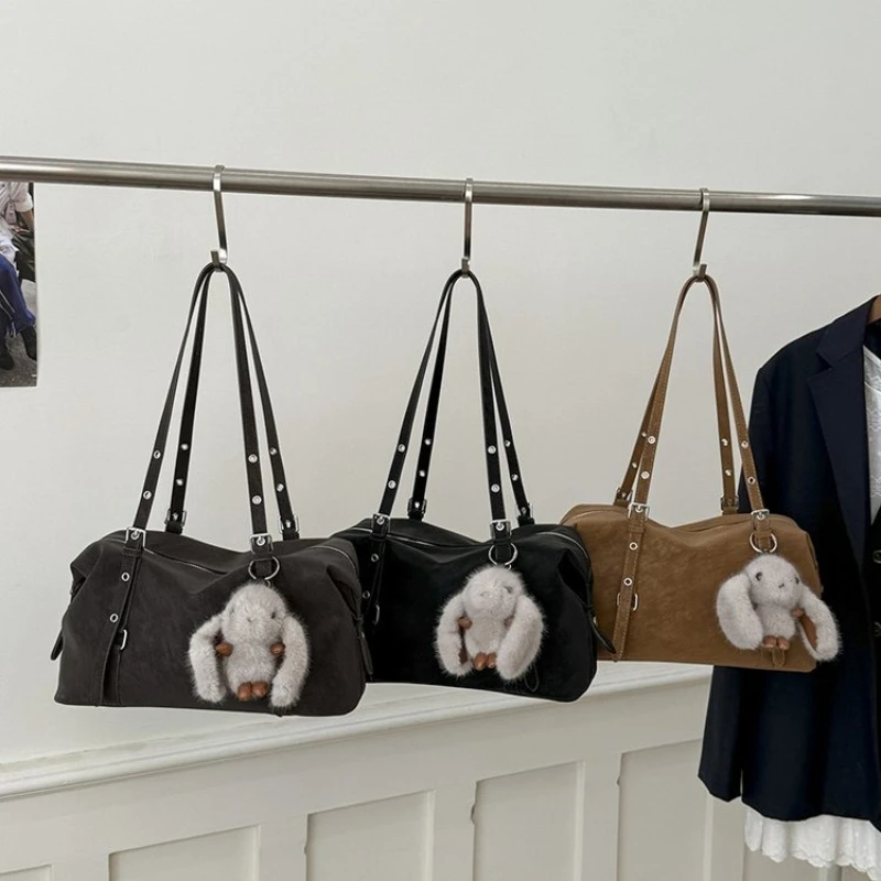 Borsa a Tracolla Hobo in Camoscio Multicolore per Donna, Stile Quotidiano, per Lavoro, Viaggi, Pendolarismo e Casual Street Style - immagine 6