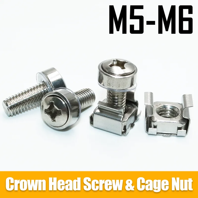 Durable Stainless Steel Rack Mount Fastener Set - M6*16 for Network and Server Equipment
