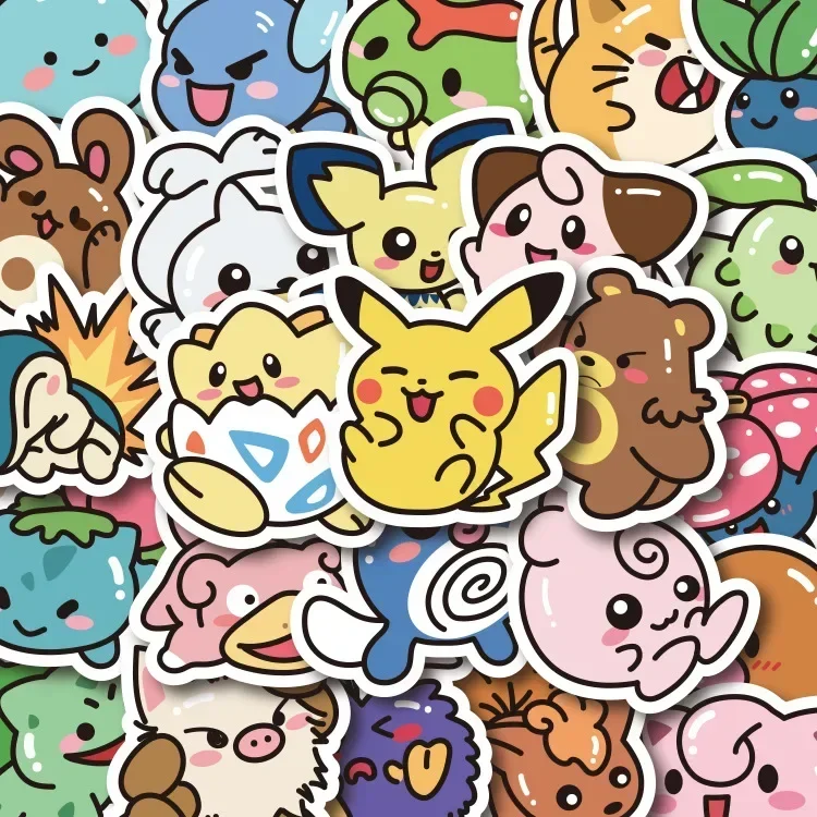 Cartoon Stickers Kawaii Anime Pokemon Stickers Pikachu Decals DIY for Laptop Luggage Skateboard Phone Kid Toy Gift 50PCS