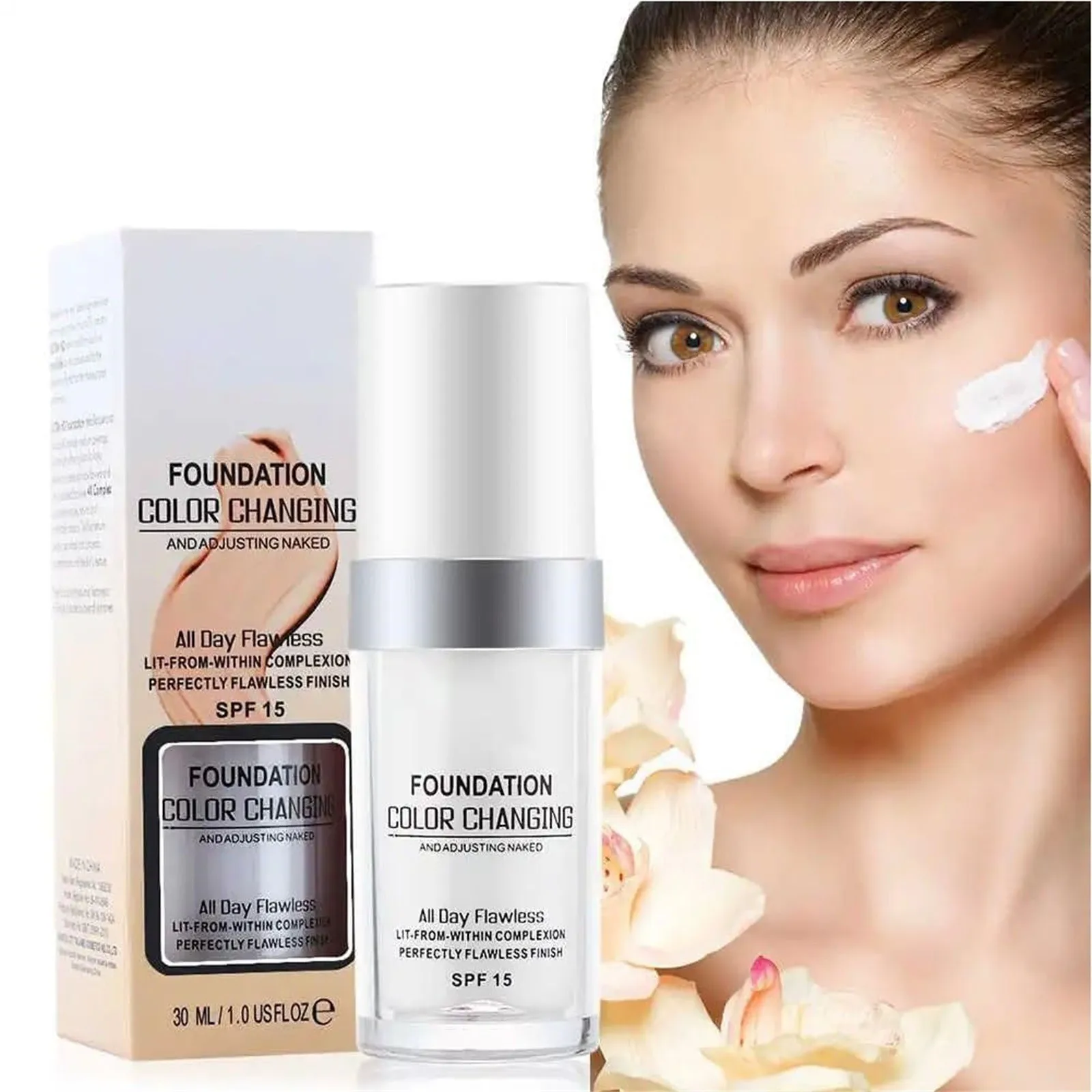 30ml SPF 15 Colour Changing Mature Skin Foundation Hydrating Waterproof And Light Long Lasting Foundation Gift For Girls skin care products