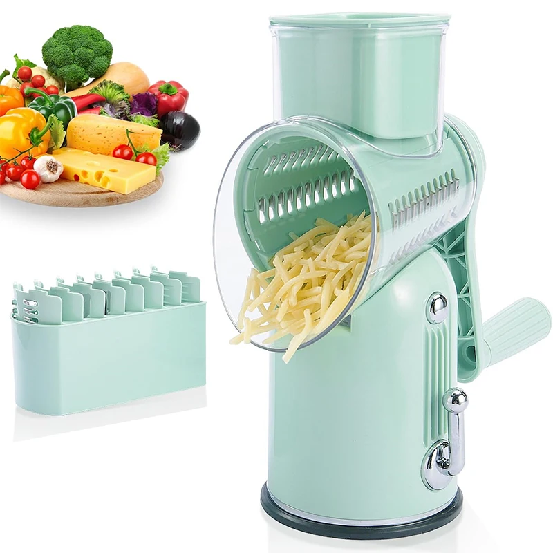 Manual Rotary Cheese Grater with Handle 5 in 1 Vegetable Slicer Shredder Kitchen Carrot Grater Cucumber Cutter Nut Grinder JT582