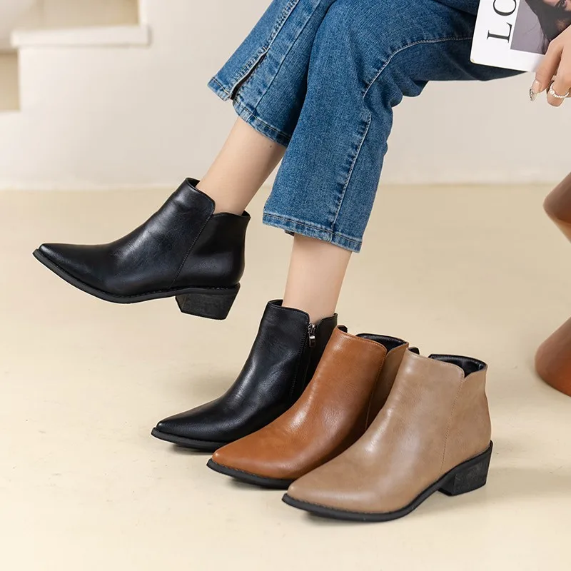 Fashion women's boots chaussure women autumn shoes woman zapatos mujer sapato girls ankle boots square chunky low heels booties