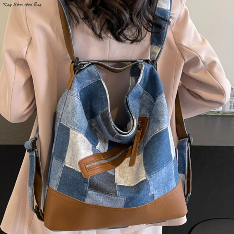 

Women's 2024 New Fashion High end Crossbody Bag Large Capacity City Backpack Checkered Decoration Mochila