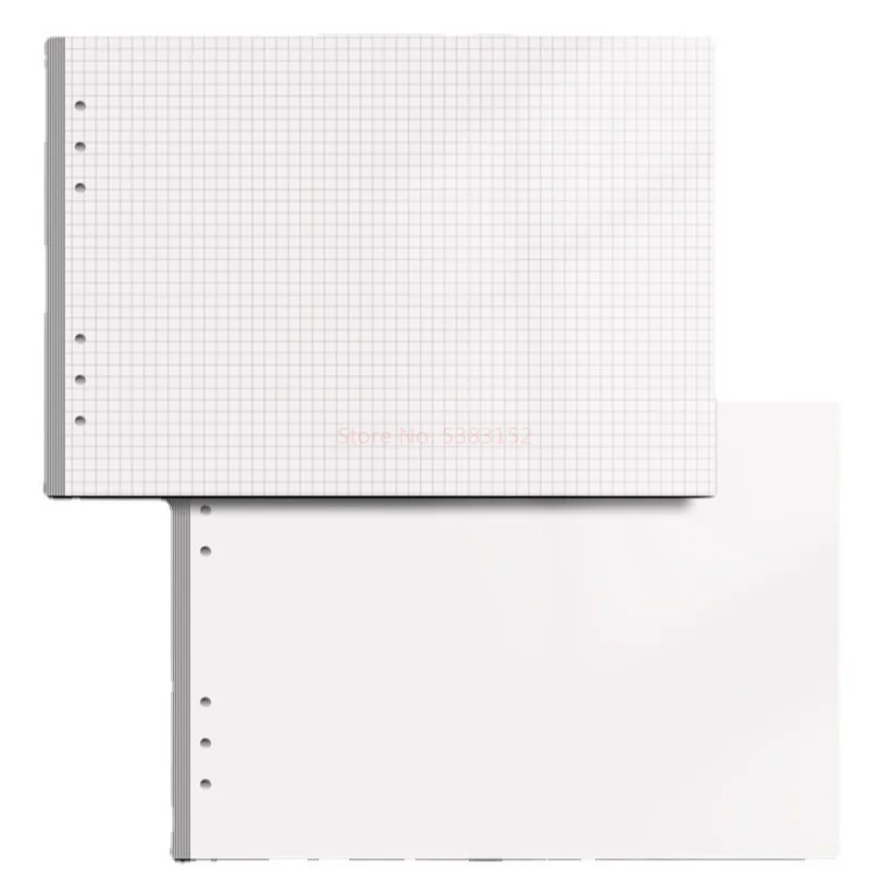 A4 부드러운 가죽 느슨한 잎 책, 빈 책 그리드 북, 6 홀 느슨한 잎 분리형 학생 노트북, 손으로 그린 책, 학교 사무실