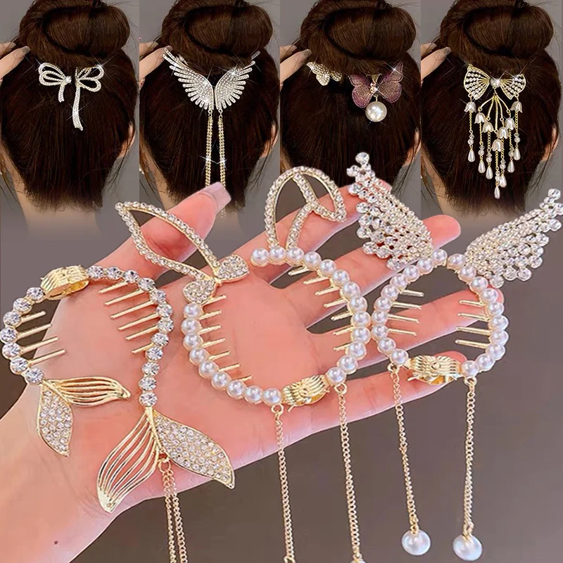 

Children Meatball Rabbit Wings Hair Clasp Clip Girl's Ponytail Hairpins Tray Hair Artifact Temperament Headdress Ponytail Clasp