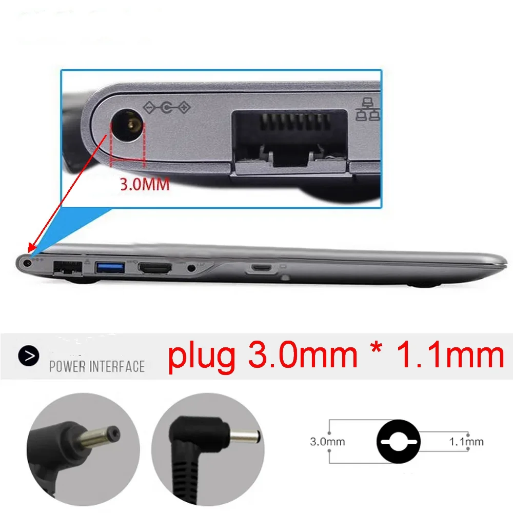 Power Adapter Laptop Charger 19V 2.1A 40W 3.0mm*1.0mm AC Adapter Power Charger For Samsung NP305U1A NP530U3B NP535U3C NP535U4C NP900X3A X1A