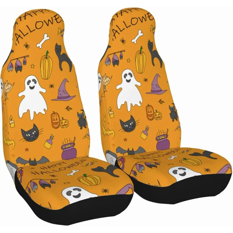 

Car Seat Covers Set Halloween Day Universal Front Car Seats Vehicle Enterior Protector Suitable Fits Most Car Auto Sedan Truck