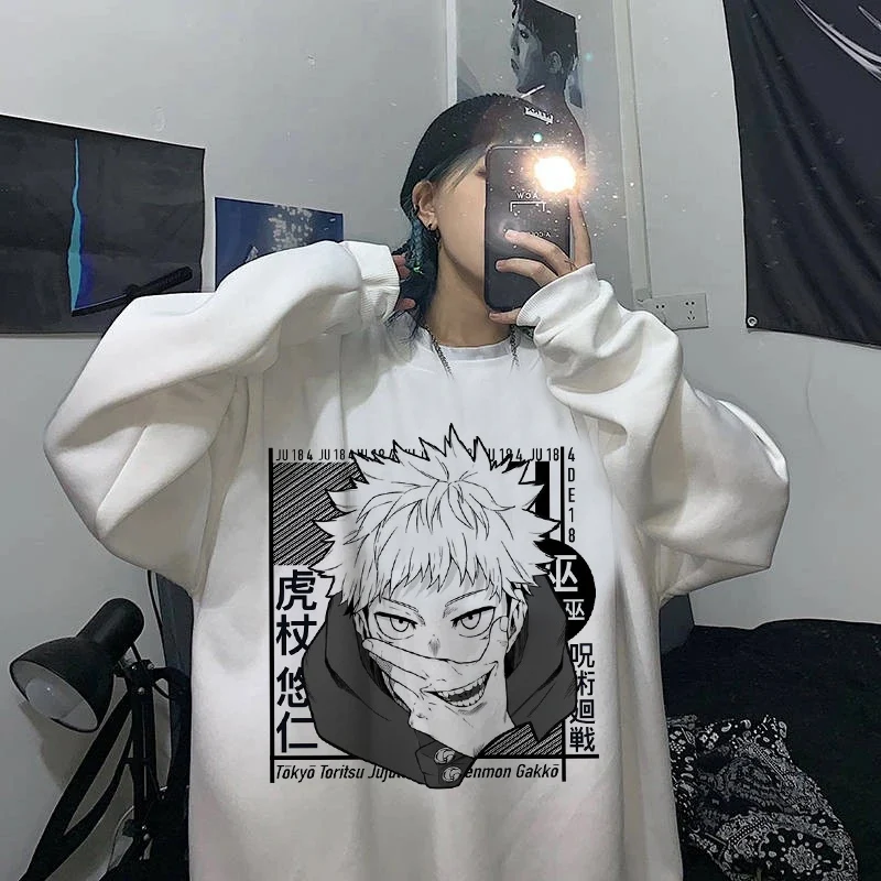 

Autumn Winter Sweatshirt Tops Jiu-Jitsu Kaisenhudi Hip-hop Anime Men's Hoodies Loose Long-sleeved Loose Pullovers with Pocket