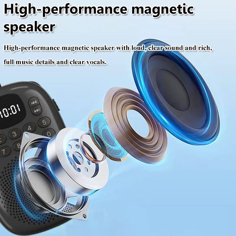 Mini Digital FM Radio LED Display Pocket Radios Receiver Wireless Bluetooth 5.4 Speaker Music Box Support TF Card Rechargeable