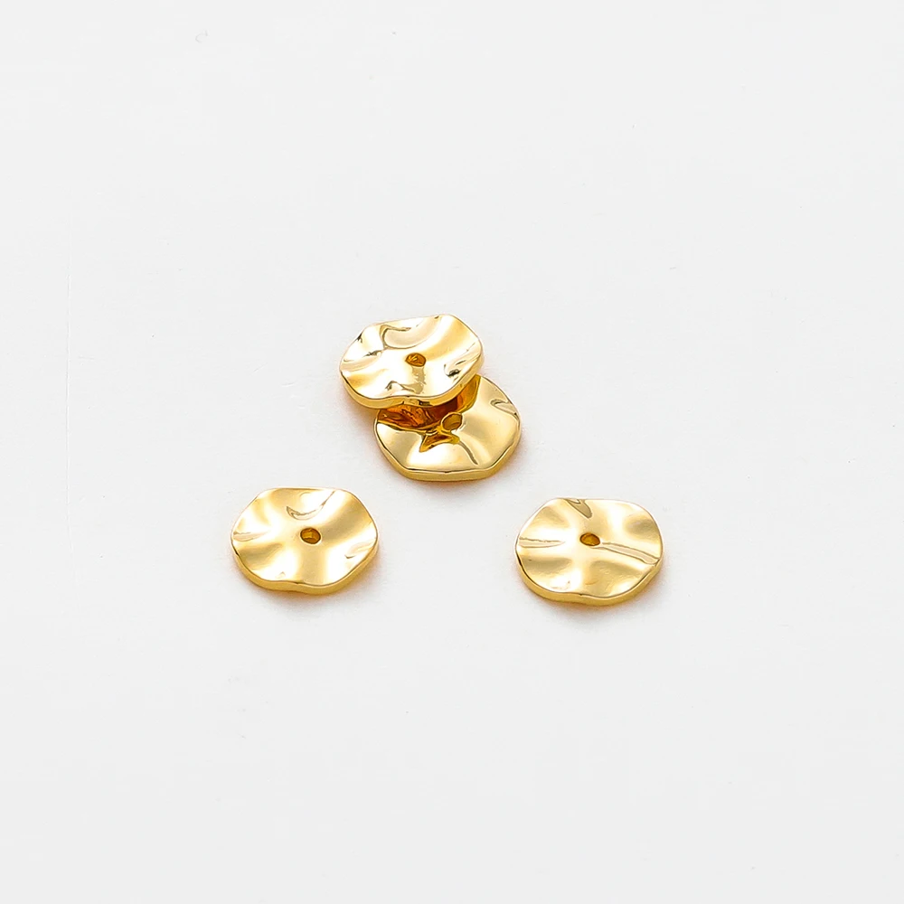 30 teile/los 14K 18K Gold Überzogene 4 6 8mm Flache Runde Metall Spacer Perlen Welle Halskette Perlen für Earing Armband Schmuck Komponenten – Detail 7