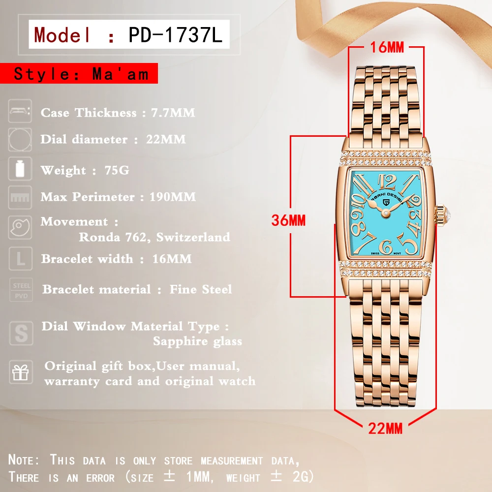 2022 PAGANI DESIGN New Women's Quartz Watch Switcherland Classic Movement Sapphire Stainless Steel 50Bar Sport Clock Reloj Mujer