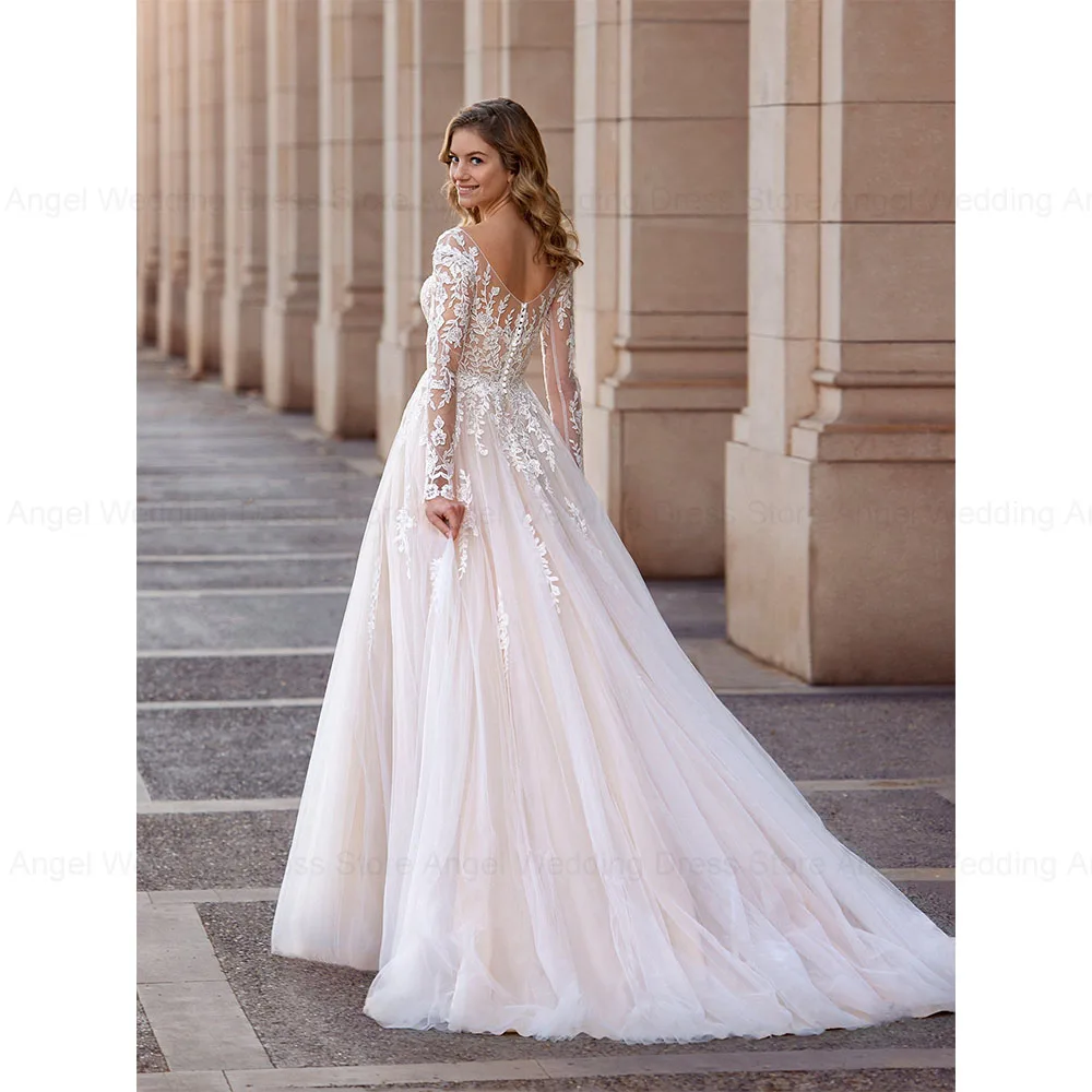 ANGEL A-Line V-Neck Exquisite Wedding Dresses 2025 Customized Tulle Bridal Gowns Lace Appliques Zipper Vestidos de Novia Boda 2