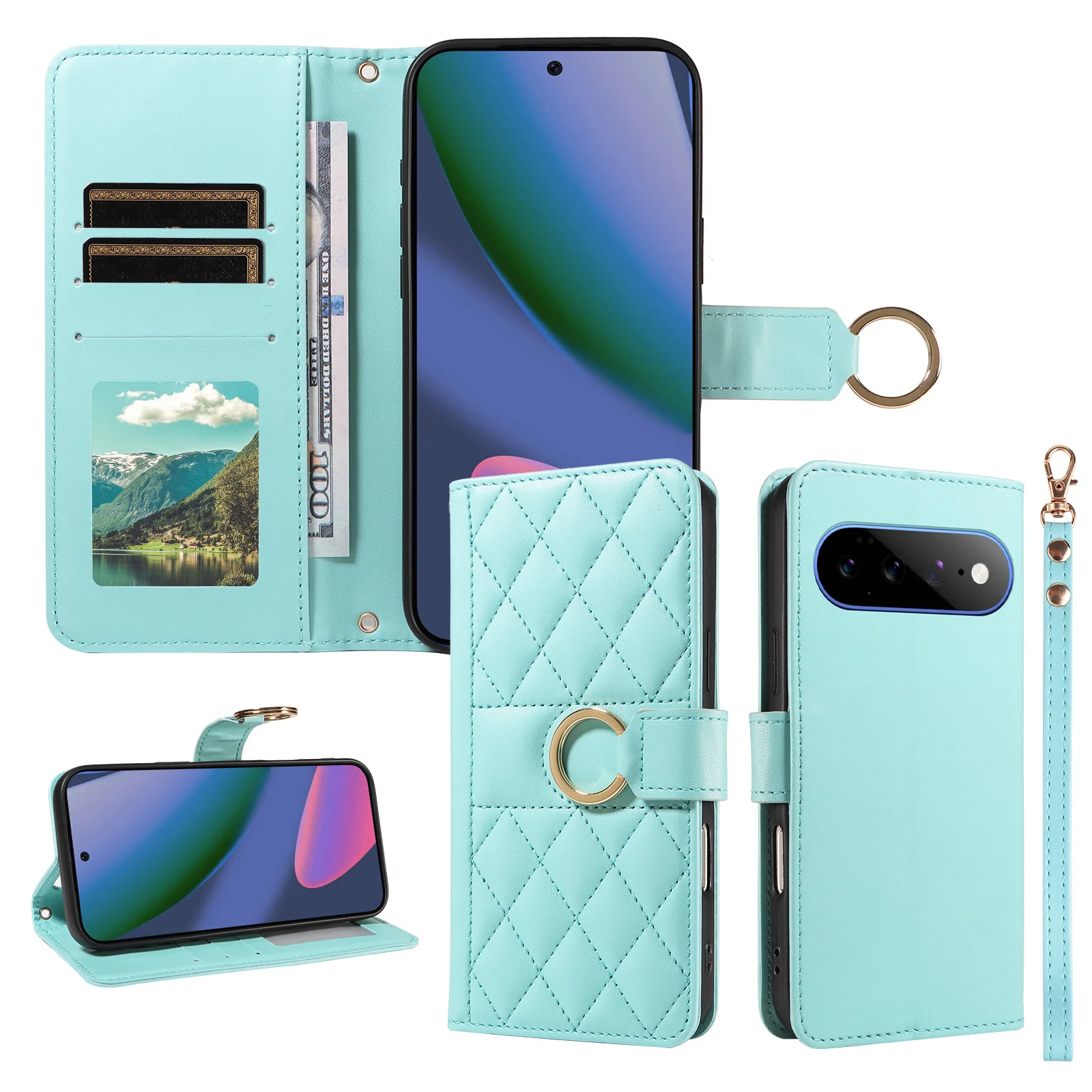 Premium Flip Cover Faux Leather Protective Case with Card Slot and Anti-Fall Design
