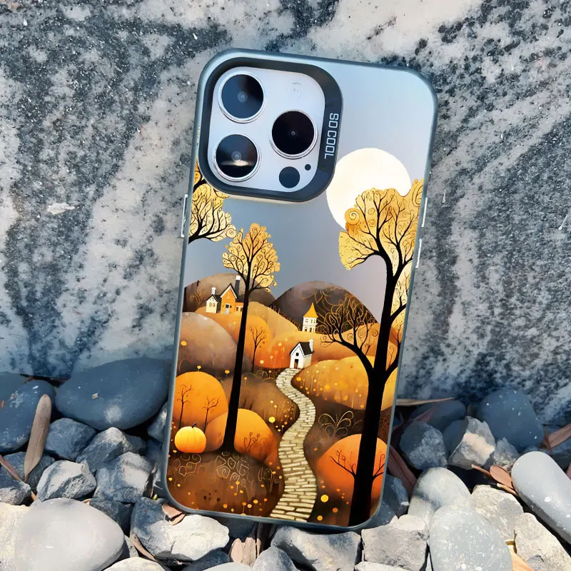 Autumn Forest Leaves Shockproof Laser Phone Case
