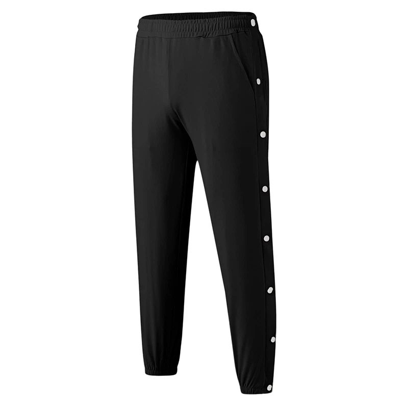 Men Tear Away Basketball Pants High Split Snap Button Active Sweatpants Casual Post-Surgery Sweatpants