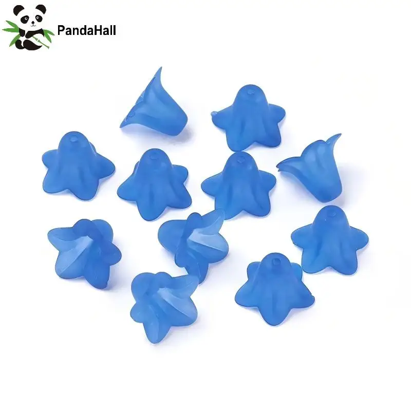 PandaHall 50 Stück 16x12mm Transparente Acryl-Abstandsperlen Mattierte Blumenperlenkappen für DIY Armband Halskette Schmuckherstellung