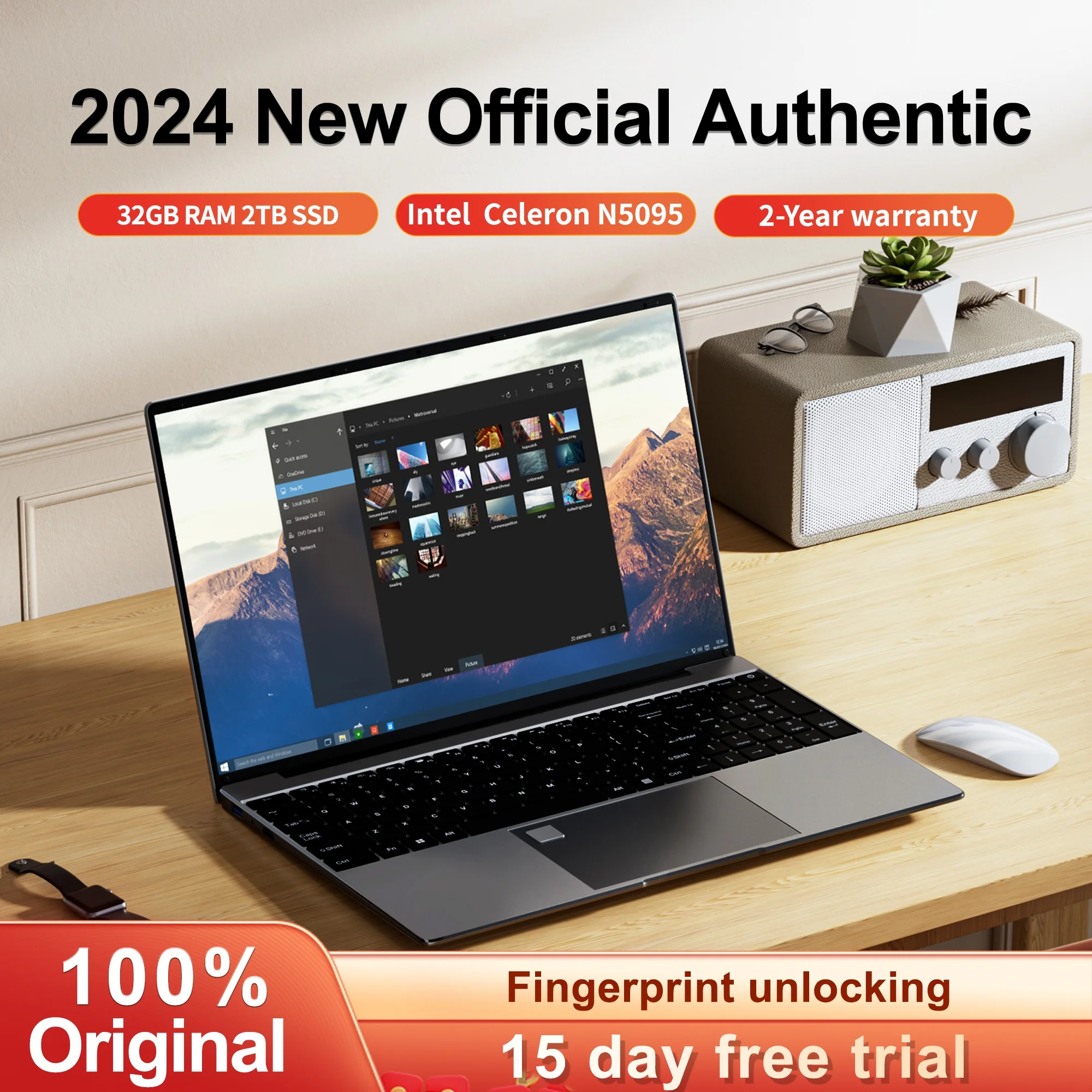 Global Gaming Laptop 15.6 "2Tb Ssd Windows 11 Pro Portatiles Ordenador Intel N5095 Computer Da Ufficio Pc Sblocco Delle Impronte Digitali 4K