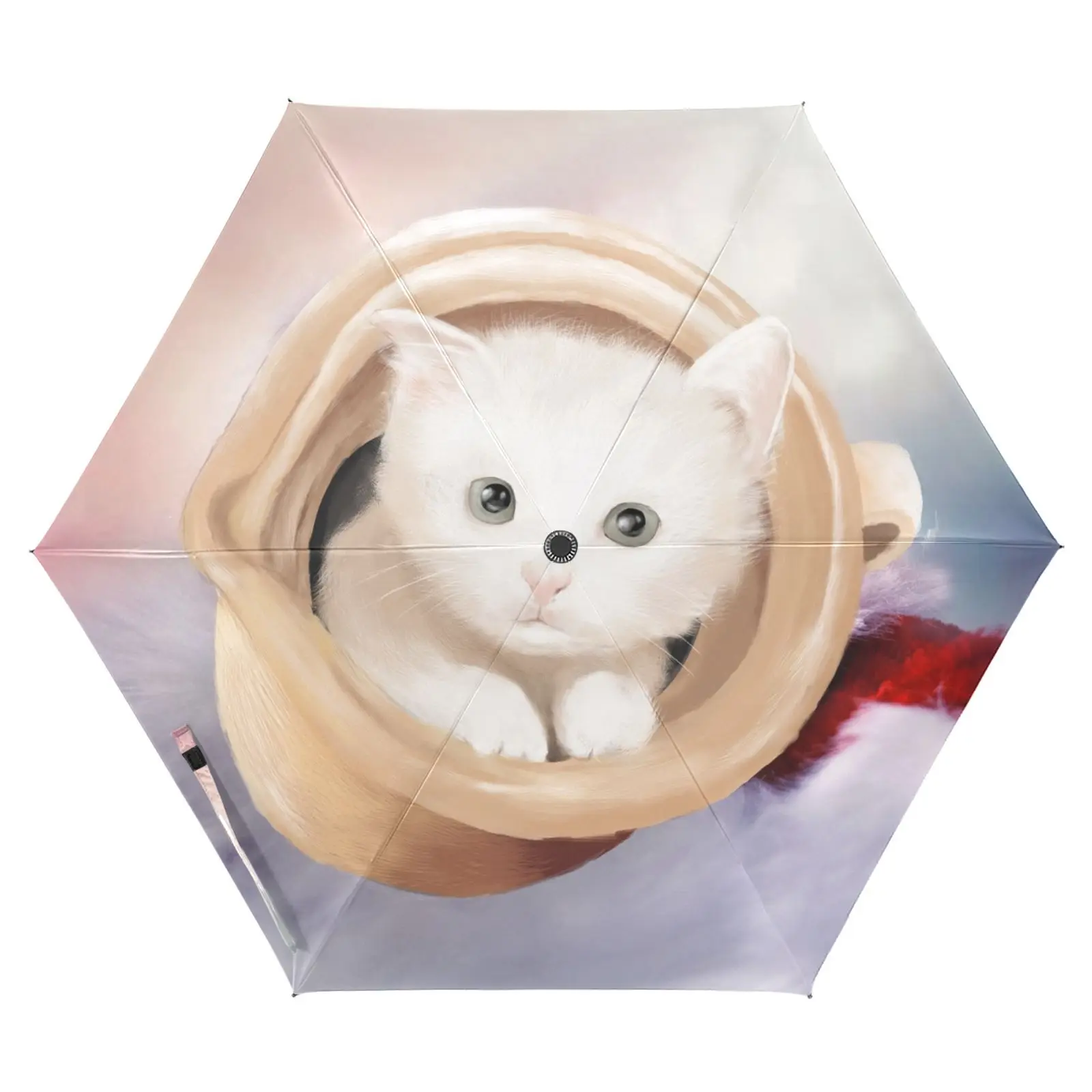 

Новый складной зонт от дождя для женщин, милый дизайн с котом, защита от солнца, анти-УФ, полностью автоматический зонтик, зонтик от солнца, 6 ребер