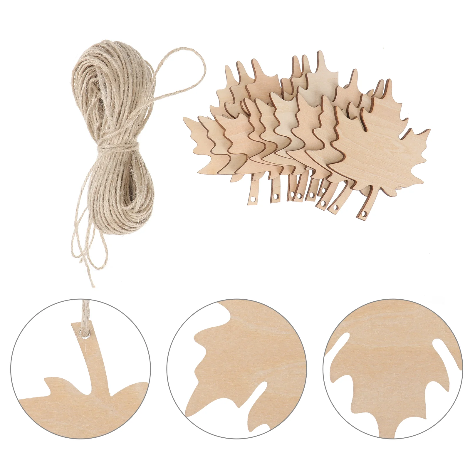 

21Pcs Wooden Maple Leaves Hanging Ornaments Blank Wood Slices Paintable Wooden Cutouts Hanging Tags