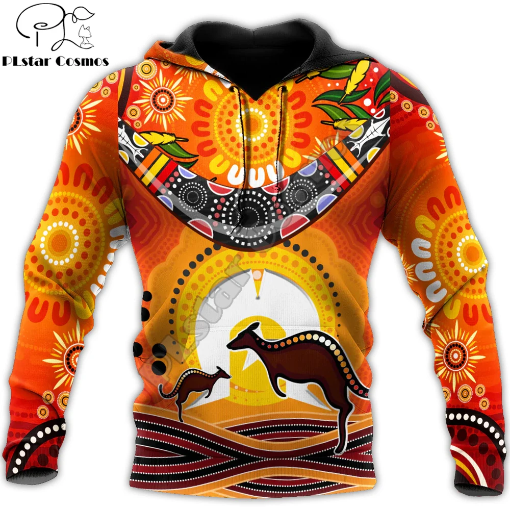 Aboriginal Indigenous Australia Kangaroo 3D Printed Mens zip hoodies