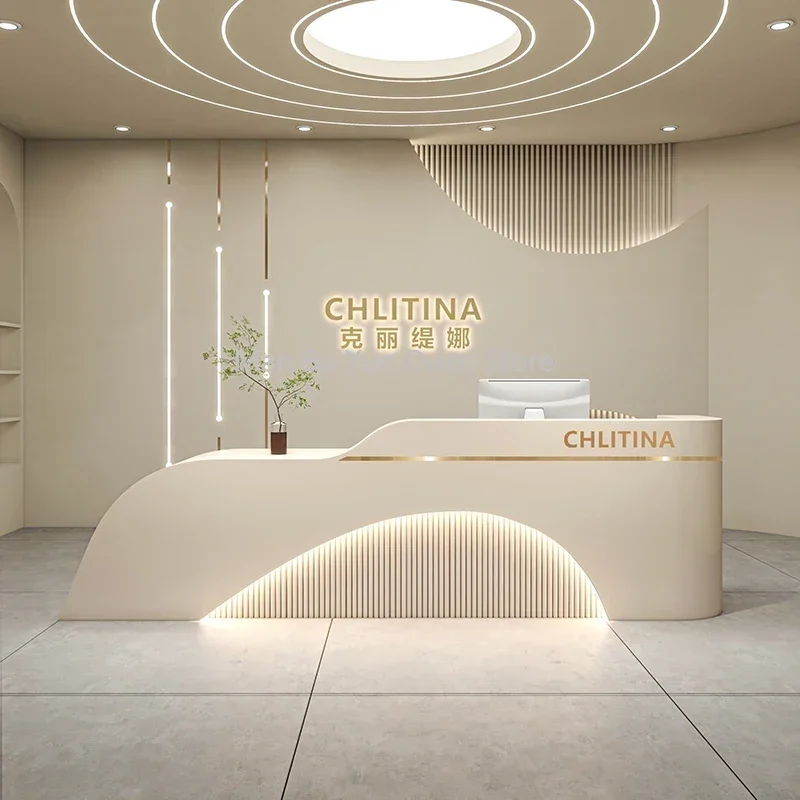 

Beauty Salon Cashier Hair Salon Clothing Store Bar Counter Training Class Company Reception Desk Escritorio Furniture Luxury
